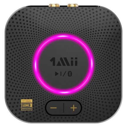 1Mii B06S+ Bluetooth 5.2 Empfänger, HiFi Audio Adapter mit LDAC, Lautstärkeregelung, aptX HD & Low Latency Drahtloser Receiver für Stereoanlage Lautsprecher, mit 3,5 mm/Cinch-Ausgängen