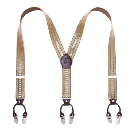 KANGDAI Rindsleder Hosenträger für Herren Breit Y Style 3.5 CM Mit Sehr 6 Starke Metall Clip Durable Elastic Verstellbare Hosenträger Geschenkbox für Herren und Damen Gold