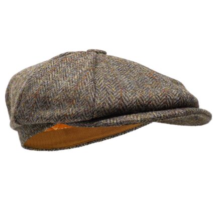 Borges & Scott Lomond Schirmmütze Newsboy – Schiebermütze aus 100% handgewebter Wolle - Harris Tweed - wasserabweisend